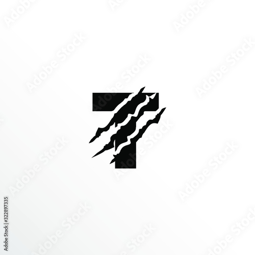 Initial Letter T with Claw Scratch Logo Design