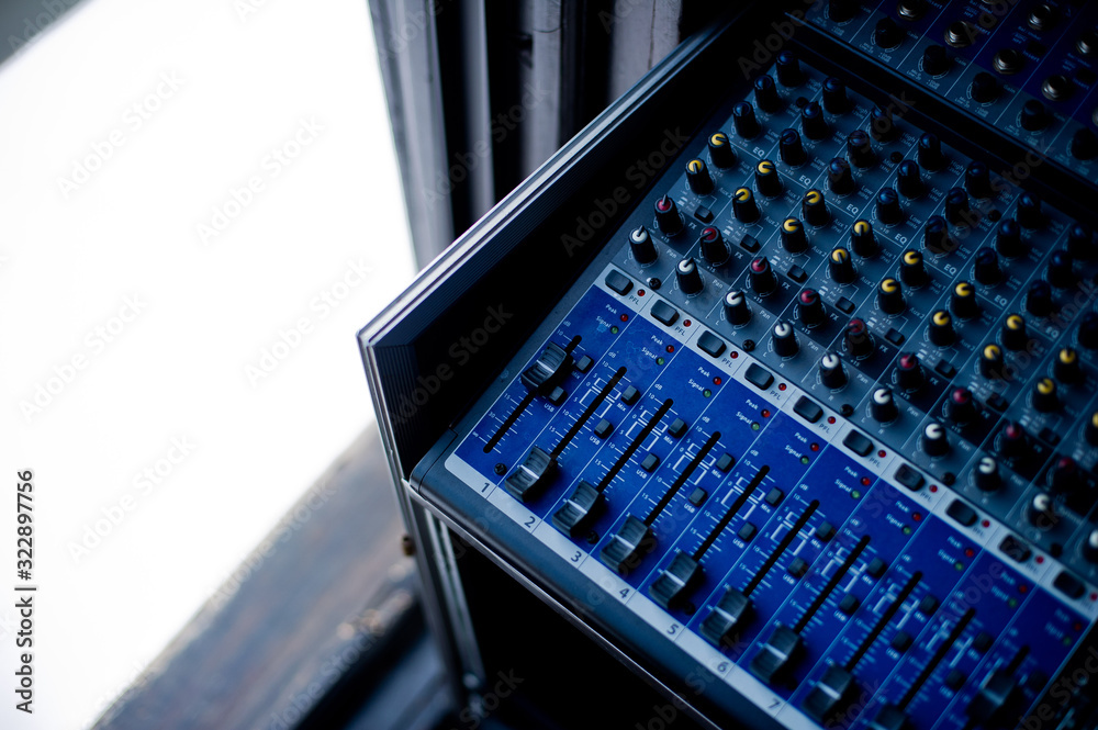 sound check for concert, mixer control, music engineer, backstage sound check for concert, mixer control, music engineer, backstage