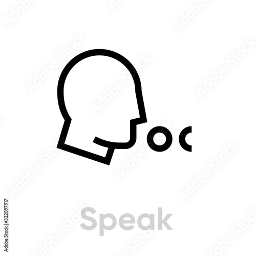 Voice control, speak or talking icon. Vector Editable Line.