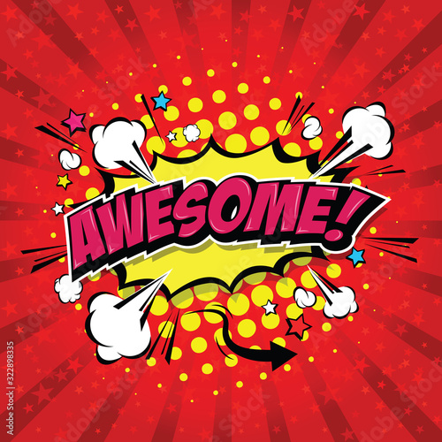 Awesome! Comic Speech Bubble, Cartoon. art and illustration vector file.