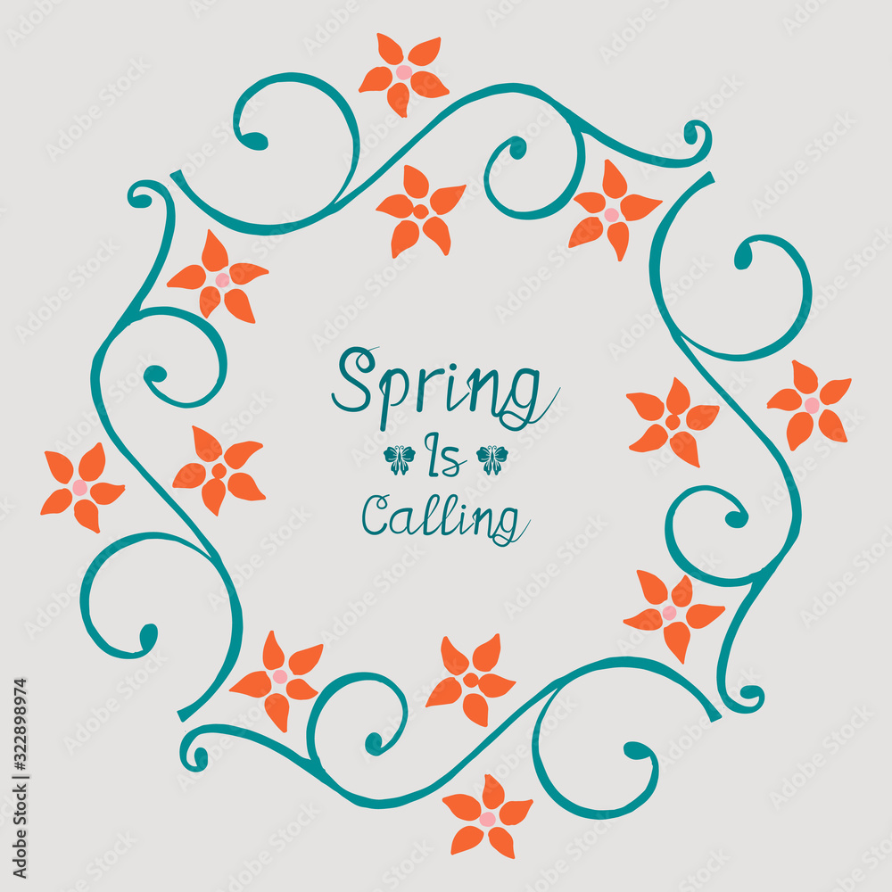 Elegant design of spring calling greeting card, with leaf and floral antique frame design. Vector Elegant design of spring calling greeting card, with leaf and floral antique frame design. Vector