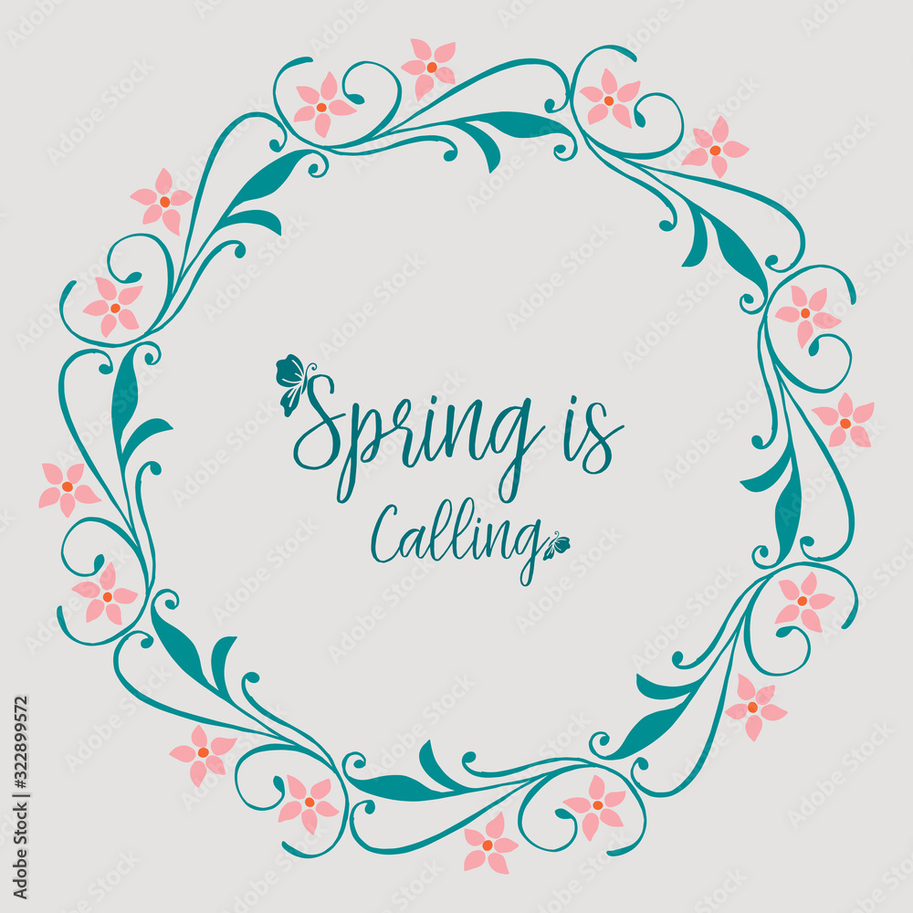 Beautiful pattern of leaf and floral frame, for romantic spring calling poster design. Vector