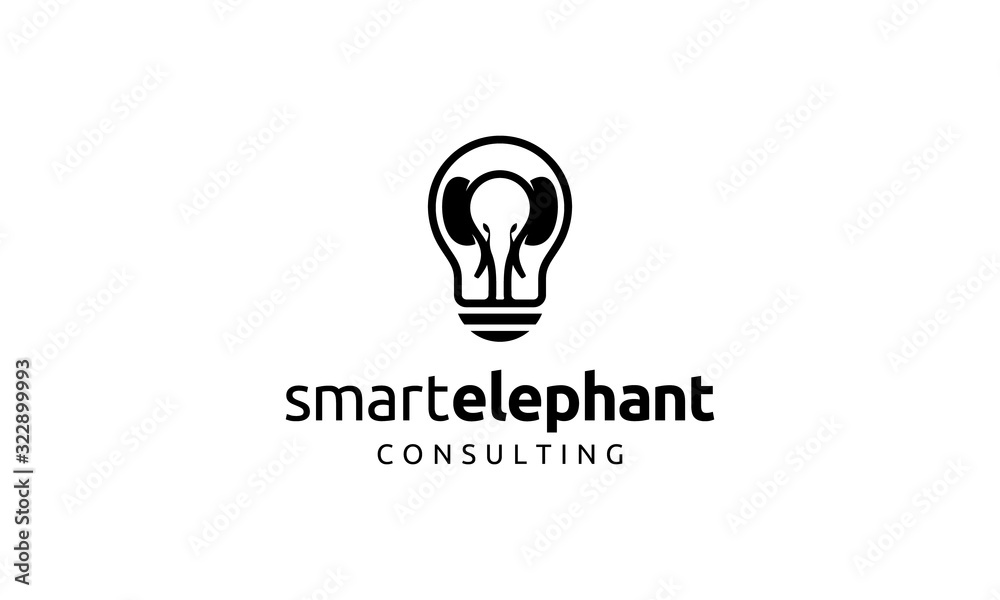 elephant with light bulb logo design concept elephant with light bulb logo design concept