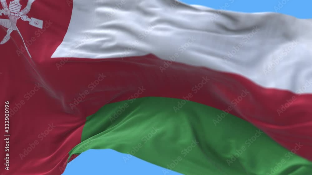 4k Oman National flag slow seamless waving with visible wrinkles in ...