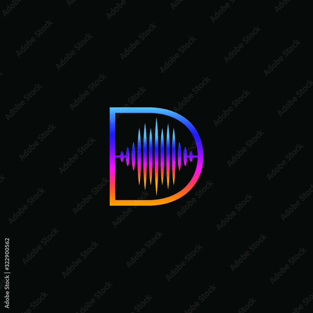 Initial Letter D Sound Weaves Logo Design Concept Initial Letter D Sound Weaves Logo Design Concept