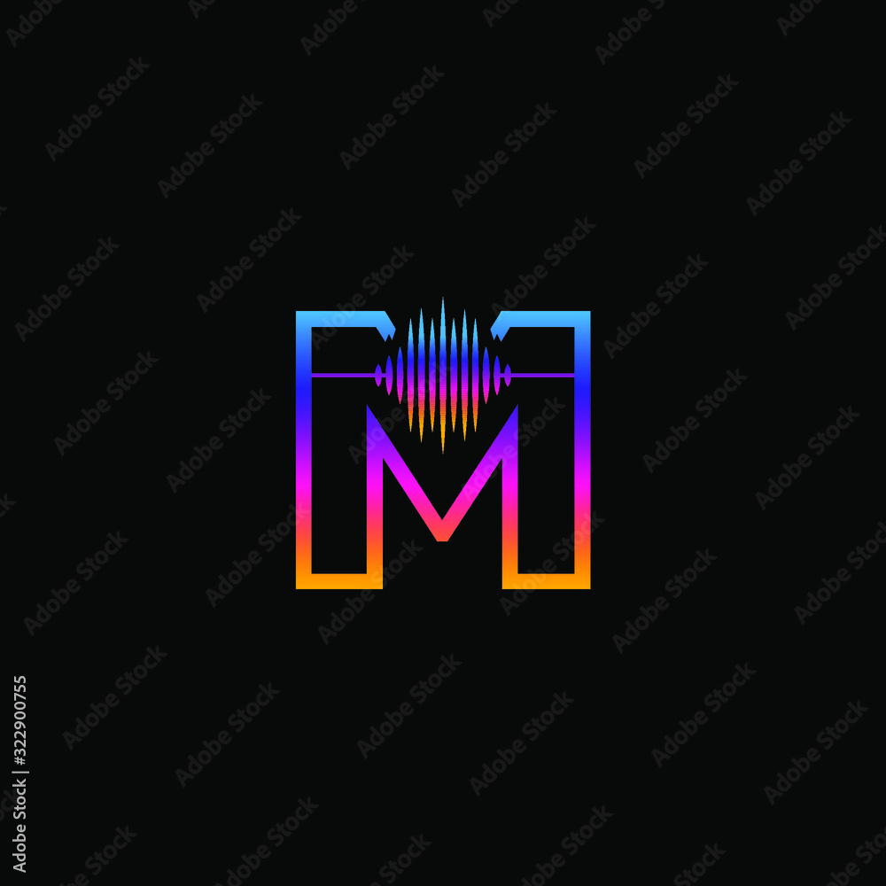 Initial Letter M Sound Weaves Logo Design Concept