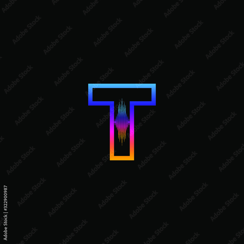 Initial Letter T Sound Weaves Logo Design Concept Initial Letter T Sound Weaves Logo Design Concept