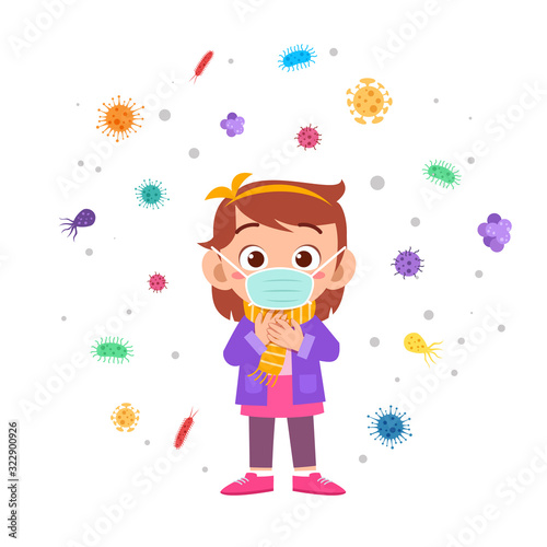 happy cute little kid boy wear mask avoid virus