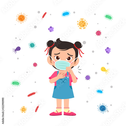 happy cute little kid boy wear mask avoid virus