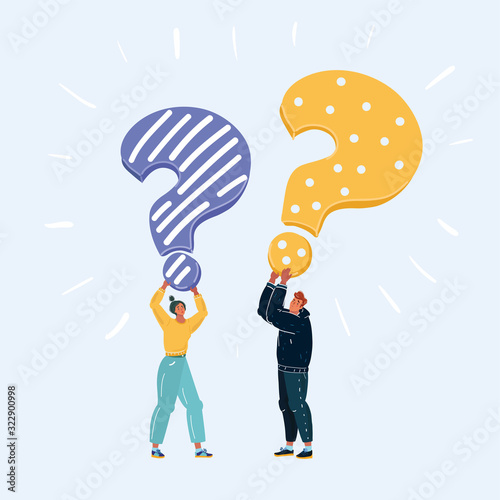 People with a question mark on white background.