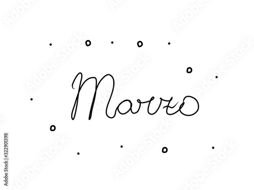 Marzo phrase handwritten with a calligraphy brush. March in spanish. Modern brush calligraphy. Isolated word black