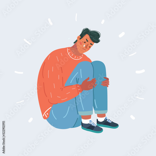 Cartoon vector illustration of Upset crying man Stock Vector | Adobe Stock