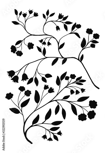 Hand drawn flat decorative flowers. Vector plants elements for design, web design, textile, ceramics, wrapping, wallpaper, cover