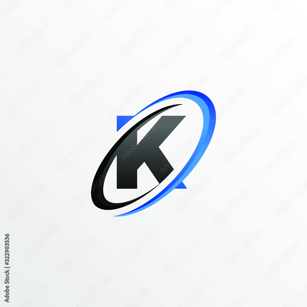 Initial Letter K Logo with Circle Swoosh Element