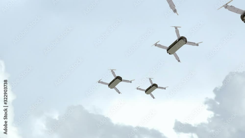 drones in air flying through clouds drones in air flying through clouds