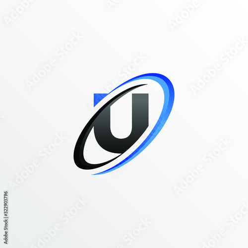 Initial Letter U Logo with Circle Swoosh Element