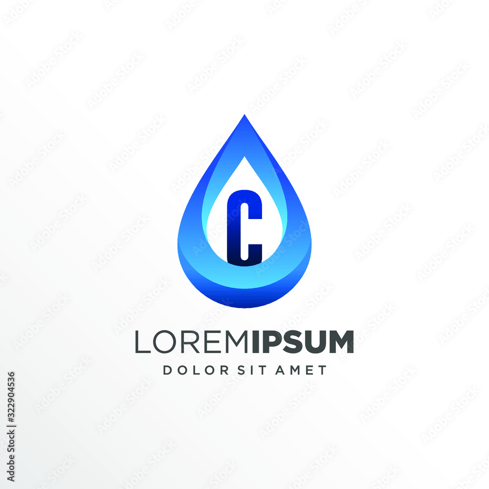 Initial Letter C inside Water Drop Logo Design Initial Letter C inside Water Drop Logo Design