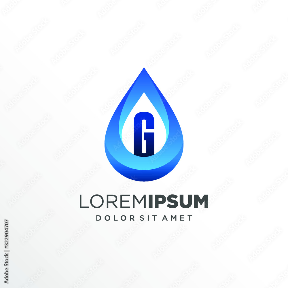 Initial Letter G inside Water Drop Logo Design Initial Letter G inside Water Drop Logo Design