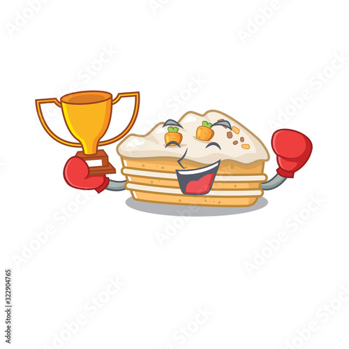 fantastic Boxing winner of carrot cake in mascot cartoon design