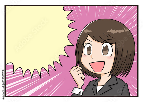 女性　ビジネスウーマン　キャリアウーマン　新人　フキダシ　マンガ　セリフ