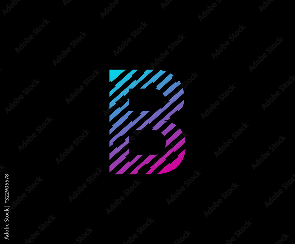 Abstract Techno Line B Letter Icon Design