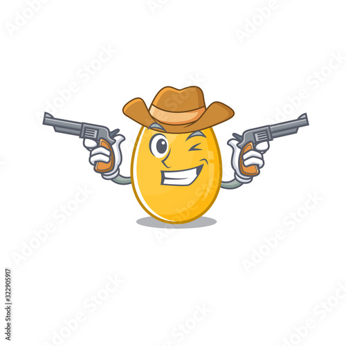 Golden egg Cowboy cartoon concept having guns