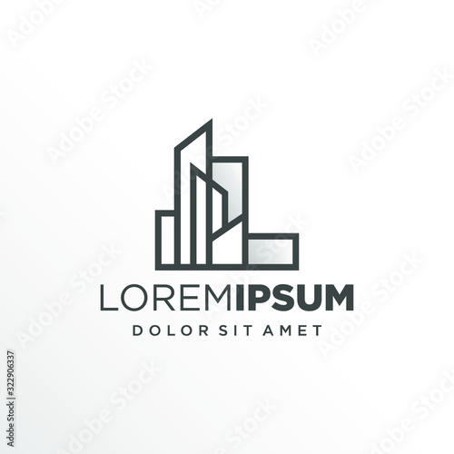 Initial Letter L with Buildings Logo Design