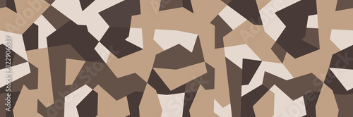 Brown beige camouflage seamless pattern. Modern military camo texture. Desert masking color. Stock vector illustration.