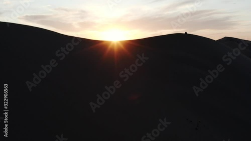 drone sunset gobi desert in Mongolia
