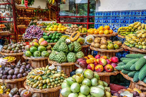 Photos Fresh exotic fruits on famous market in Funchal Mercado dos Lavradores Madeira i