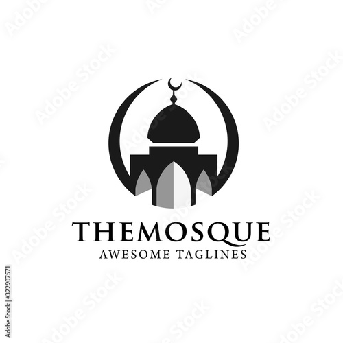 simple minimalist mosque building logo vector simple luxury icon illustration design
