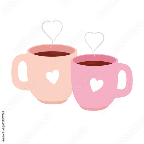 cups coffee delicious isolated icon vector illustration design