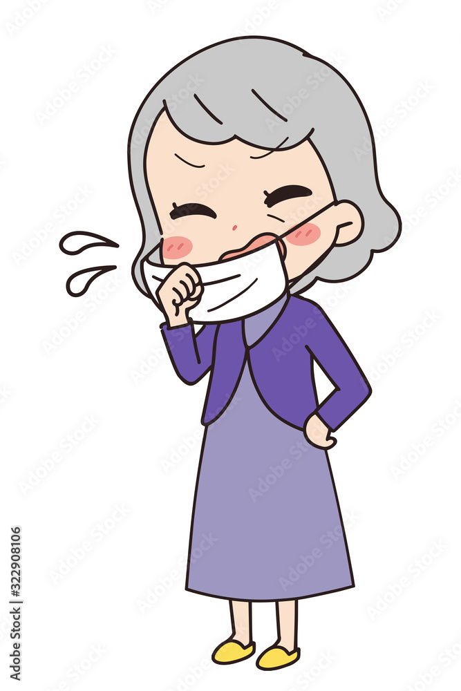 Oblique illustration of a woman worried about infection, full body view. Oblique illustration of a woman worried about infection, full body view.