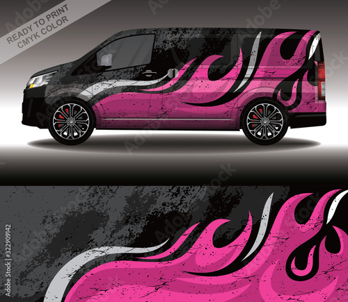 Car wrap decal design vector, custom livery race rally car vehicle sticker and tinting.