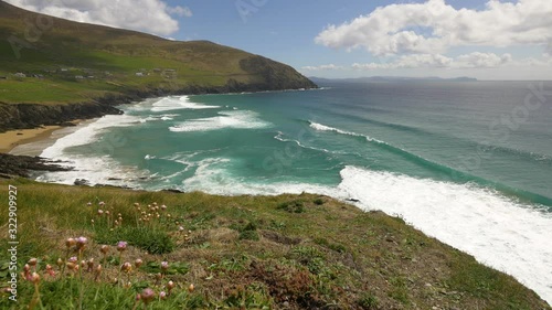 Stunning coastal line vista of Coumeenole Beach, Ireland. photo