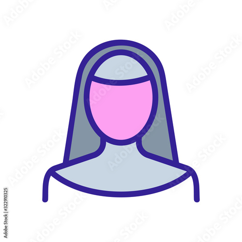 nun icon vector. Thin line sign. Isolated contour symbol illustration