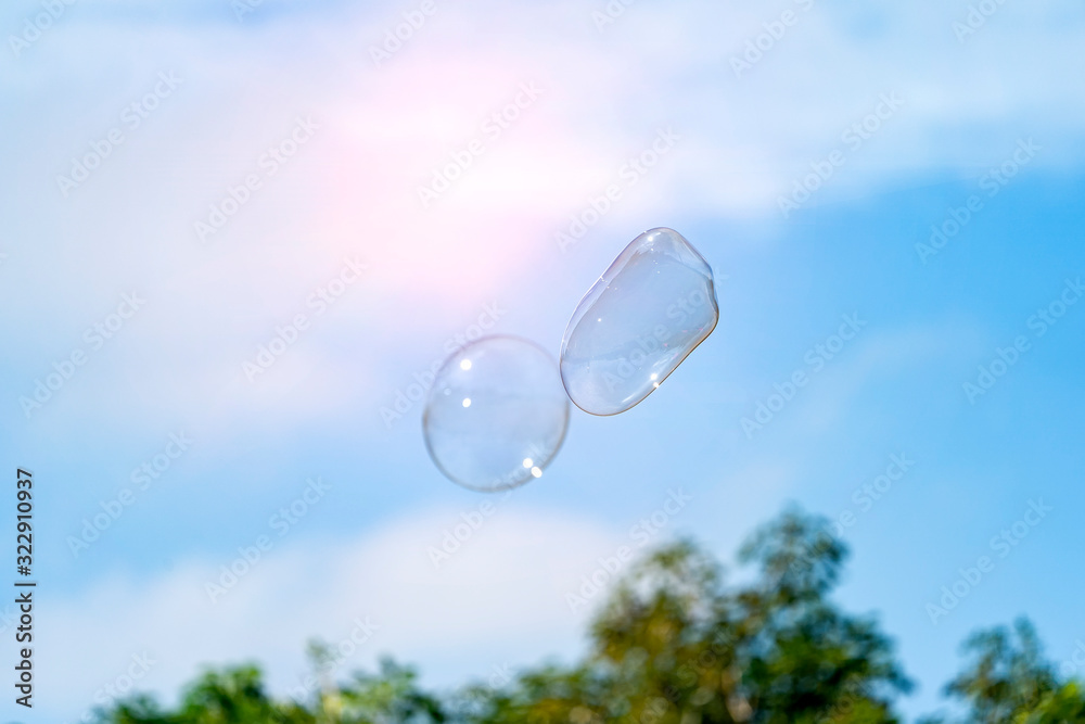 soap bubble on sky background soap bubble on sky background