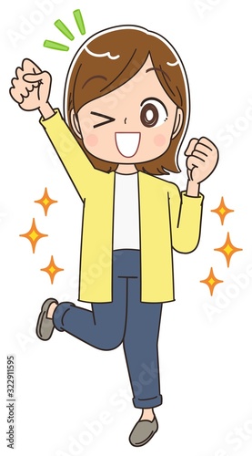 女性 マンガ アニメ 主婦 イラスト かわいい カジュアル