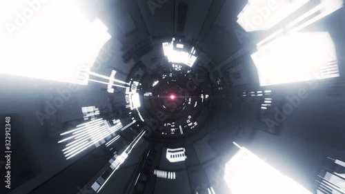 Seamless Looped Animation of Flying Inside Futuristic tunnel for VJ background photo