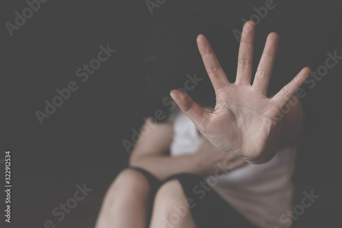 Stop violence against women.woman showing her denial with on her hand © AungMyo