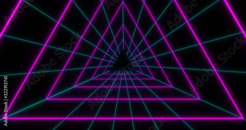 VJ loop sci-fi futuristic tunnel in triangle form.
