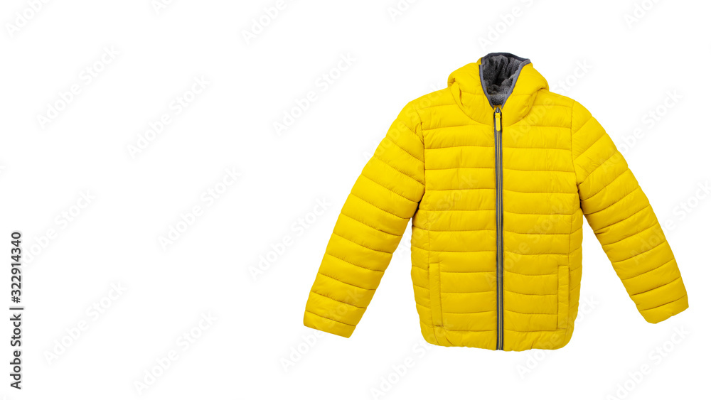 Kids yellow jacket, fashion cloth. Isolated on white. Stock Photo