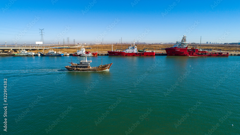 Aerial photography of shipyard Wharf