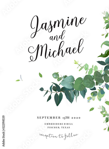 Herbal invitation simple vector vertical frame