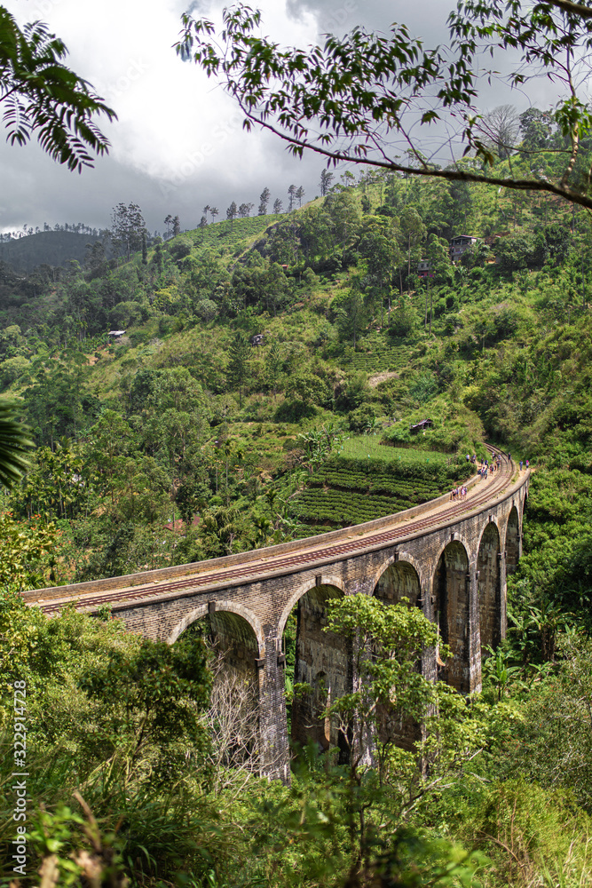 The famous ninearch bridge of the railway in the jungle in Sri Lanka