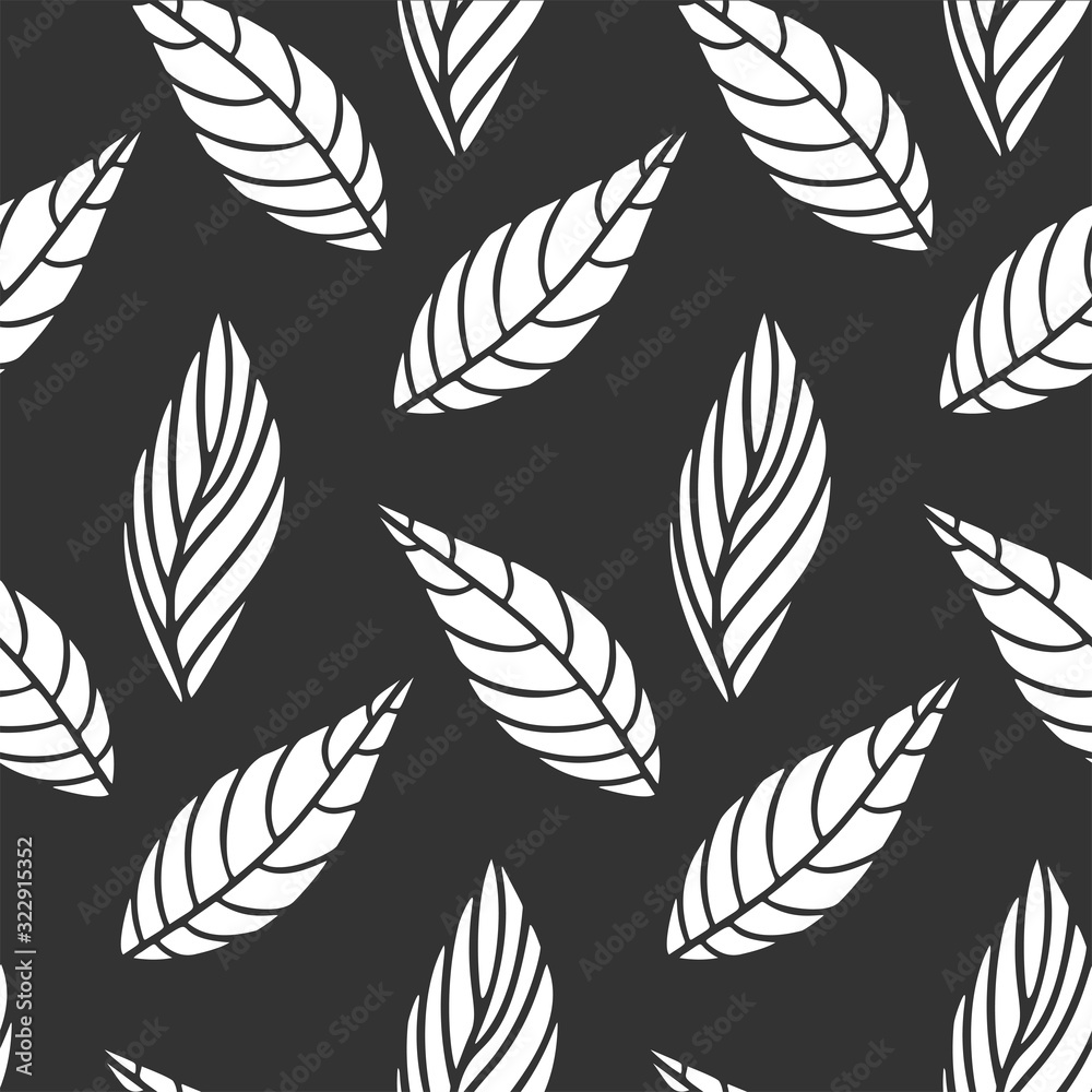 Fototapeta premium Decorative leafs background, foliage vector. Seamless pattern.