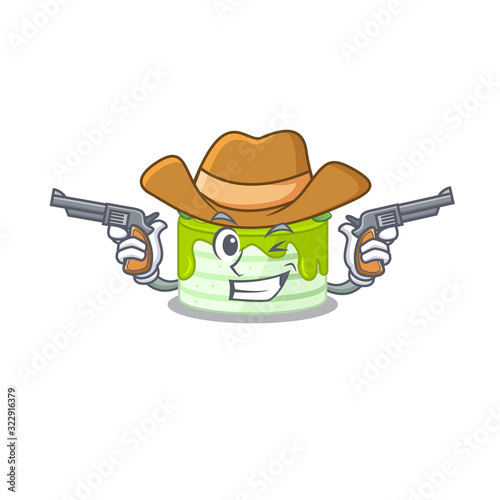 Kiwi cake Cowboy cartoon concept having guns
