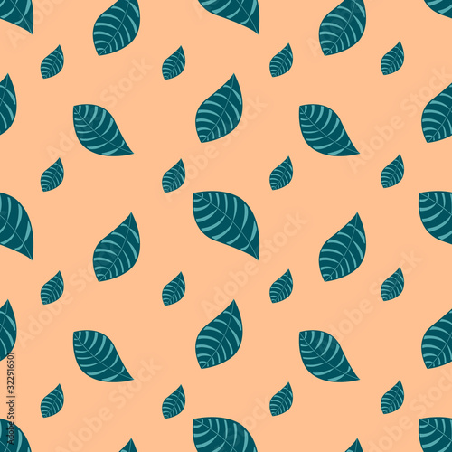 Tropical background with leaves. Seamless pattern. Vector illustration.