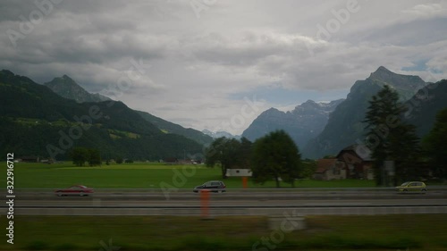 summer day zurich to vienna train road trip side pov window panorama 4k switzerland