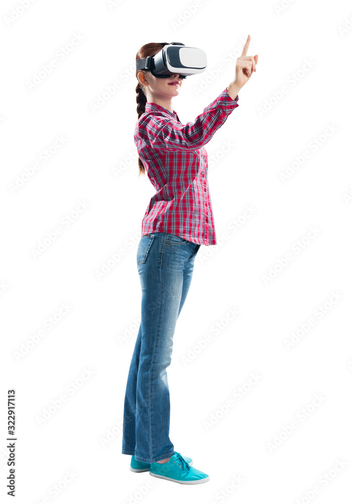 Lady using virtual reality glasses Lady using virtual reality glasses